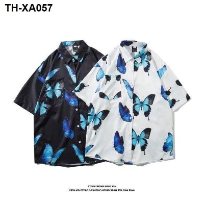 Short-sleeved flower holiday beach Hawaiian port style mens casual loose tide brand thin section quick-drying