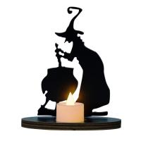 Witch Candle Holder Iron Halloween Candlestick Retro Table Wooden Candle Decoration Holder Witch Craft Wiccan Supplies for Halloween imaginative