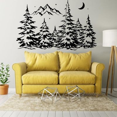 [COD] Mountains With Trees Wall Decal Room Sticker Landscape Decoration LL2358