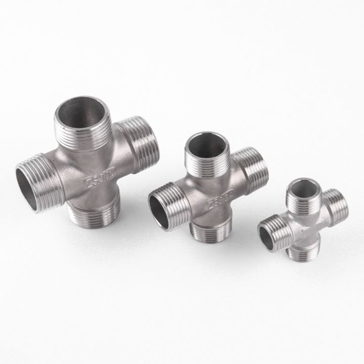 304-stainless-steel-dn8-10-15-dn20-25-32-40-50-1-2-bsp-female-male-thread-4-way-equal-for-water-gas-and-oil-cross-pipe-fittings