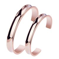 2 Pcs Titanium Steel Bracelet C-Shaped Half Circle Groove Glossy Surface No Word Rose Gold Stainless Steel Bracelet