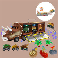 Car Toys Dinosaur Truck Transport Carrier Pull Back Vehicle Dino Model Music Lighting Kids Boys Game Children Birthday Gifts