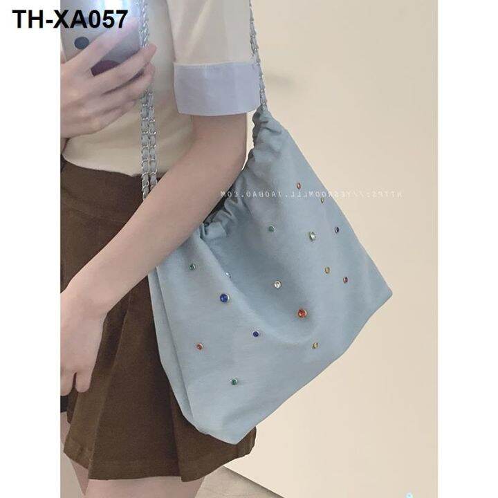 small-fragrant-style-denim-bag-women-2023-new-trendy-diamond-chain-bucket-all-match-large-capacity-shoulder-messenger