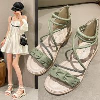 Roman wind of new fund of 2023 summer package with sandals Venus red peep-toe shoes a word diamond round head female shoes