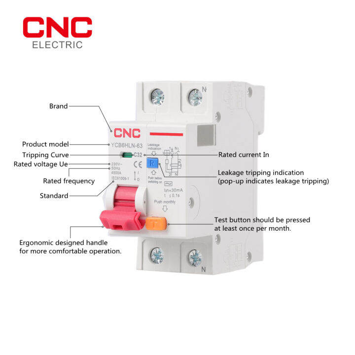 cnc-ycb6hln-63-230โวลต์5060เฮิร์ต-rcbo-30ma-mcb-ตกค้างในปัจจุบันตัดวงจร16202532405063a-กว่าการป้องกันการรั่วไหลในปัจจุบัน