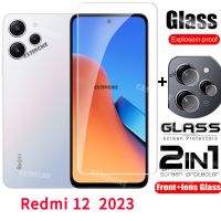 Redmi 12 2023กระจกนิรภัยป้องกันเต็มพื้นที่ฟิล์มสำหรับ Redmi 12 Redmi12 10 10C C 12 Redmi 2023 4G 5G ฟิล์มกันรอยด้านหน้าหลังเลนส์กล้องหลังกระจกป้องกันหน้าจอเลนส์