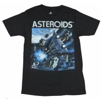 TEE เสื้อยืดผู้ชาย Asteroids - Atari Arcade Classic Retro Art mens cotton classic fashion round neck T-shirt (เตรียมส่ง)