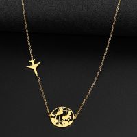【DT】hot！ Necklaces Airplane world map Pendants Fashion Choker Chains Male Necklace Jewelry