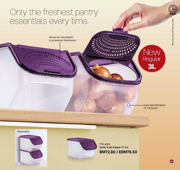(New) Tupperware Garlic N All Keeper (1) 3.0L Lazada
