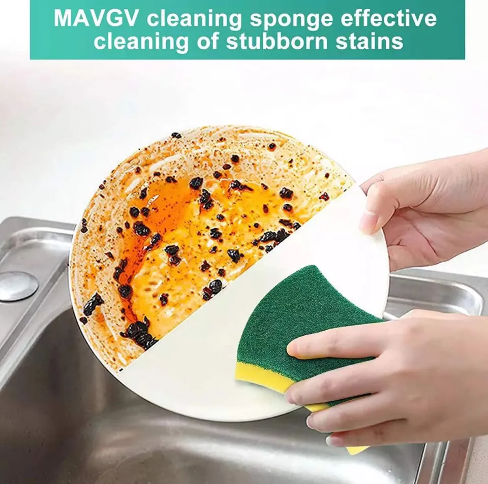 5pcs Multi-Purpose Double-Faced Sponge Scouring Pads Dish Washing