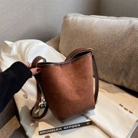 Winter bags for women 2022 new style leather suede high-end large-capacity bucket bag casual and versatile single shoulder crossbody bag 【JYUE】