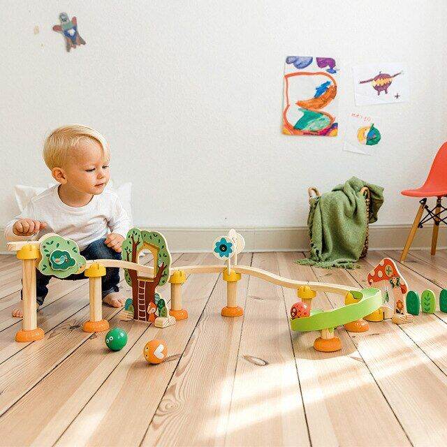 Baby Large Marble Run Wooden Building Blocks Track Ball Classic ...