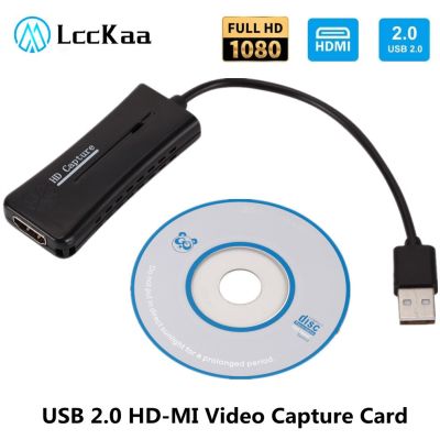 LccKaa USB 2.0 HDMI Video Capture Card Gaming Record Card for PS4 Game Home Office DVD Camcorder Camera Recording Live Streaming Adapters Cables
