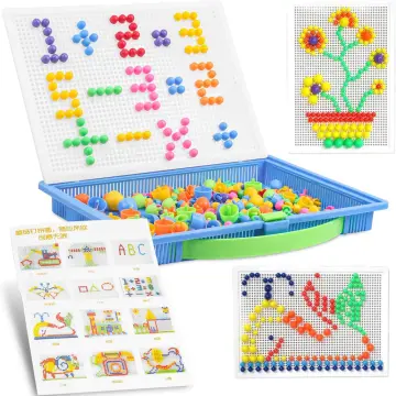 New Children Puzzle Peg Board With 296 Pegs For Kids Early Educational Toys  DIY Gift
