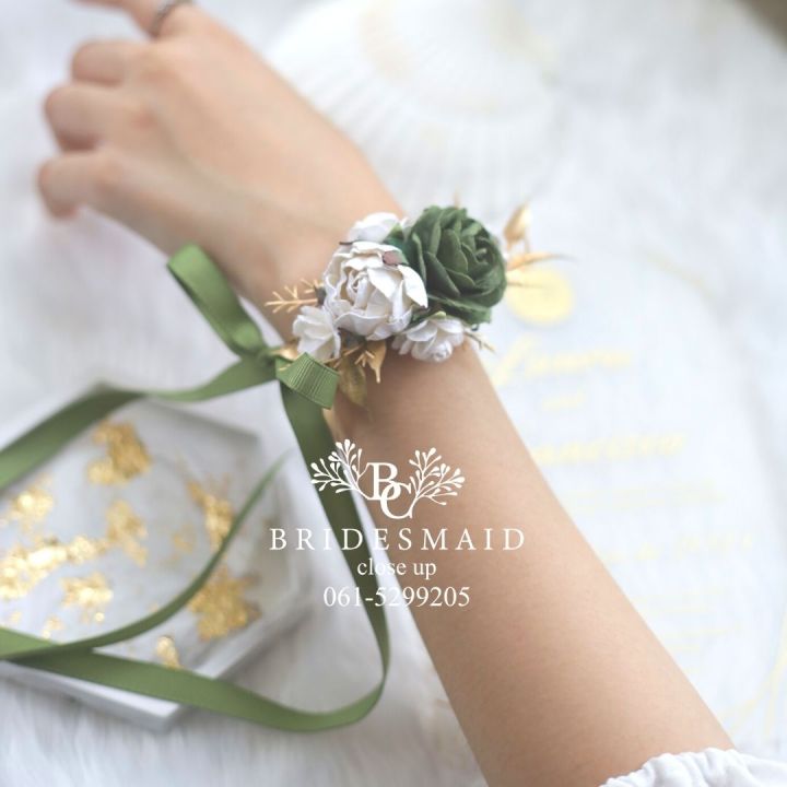 พร้อมส่ง-จาก-กทม-ข้อมือเพื่อนเจ้าสาว-i-ดอกไม้ผูกข้อมือเพื่อนเจ้าสาว-i-ริบบิ้นผูกข้อมือ-i-bridesmaid-i-wrist-corsage