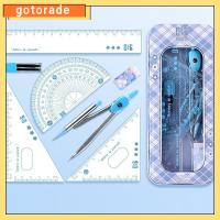 GOTORADE 8Pcs/Set อุปกรณ์สำหรับคณิตศาสตร์ ชุดดินสอไม้บรรทัด เครื่องเขียนของโรงเรียน การวาดภาพ เข็มทิศสำหรับเข็มทิศ มืออาชีพอย่างมืออาชีพ สำหรับนักเรียน ไม้โปรแทรกเตอร์เรขาคณิต ออฟฟิศสำหรับทำงาน