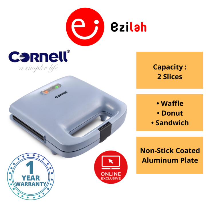 Cornell Sandwich Maker 3 in 1 Non Stick Snack Maker Donut Waffle Blue