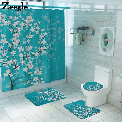 Classic Floral Bath Mat for Bathroom Non Slip Microfiber Bath Mat and Shower Curtain Set Bath Rug Toilet Bathroom Car Mat