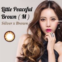 *มีค่าสายตา* Pretty Doll Little Peaceful Brown บิ๊กอายสายตาปกติ powerlenses 50 225 500 คอนแทคเลนส์  ลายฮิต Tiktok แถมตลับฟรี!! รหัสสินค้า 045