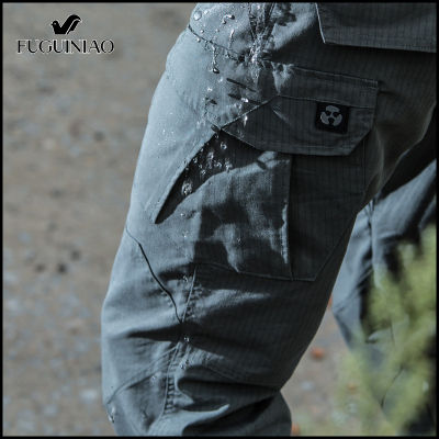 FUGUINIAO กางเกงคาร์โก้กางเกงทหารยุทธวิธีทหาร,กางเกงทหาร M3ต่อสู้กันน้ำมีหลายกระเป๋ากางเกงผ้าฝ้ายป้องกันการฉีกขาด