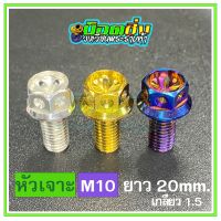 น็อตสแตนเลส หัวเจาะดอกไม้ ขนาดเกลียว m10 ยาว 20 mm.เกลียวหยาบ