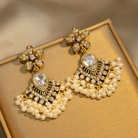 【YF】♛  Luxury Earrings Womens 2023 Gold Color Beads Tassel Ethnic Fashion Jewelry brincos