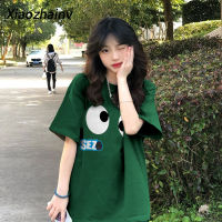 Xiaozhainv ฉบับภาษาเกาหลีแขนสั้นคอกลมเสื้อยืดลำลองฤดูร้อน