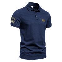 ☃☄❃ European American Style Mens Casual Military Travel Tactical Large Size Lapel Embroidered Label Short Sleeve POLO Shirt