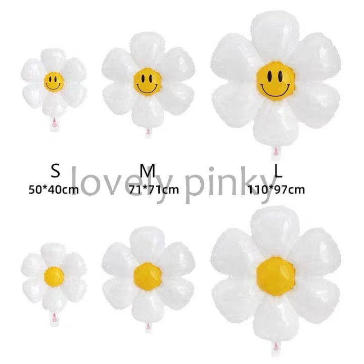 พร้อมส่ง-กโป่งดอกเดซี่-ลูกโป่งฟอยด์-daisy-flower-ballon-สีขาว-สไตล์เกาหลี-ลูกโป่งดอกไม-ins-style