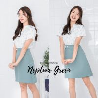 ชุดทำงานผู้หญิง ชุดเดรสสตรี สุภาพ เรียบร้อย สวย มีคุณภาพ รุ่น Neptune Green