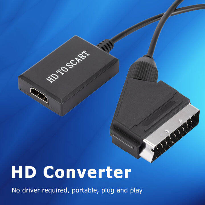 แบบพกพาที่รองรับ-hdmi-เพื่อแปลง-scart-720p-1080p-อะแดปเตอร์เสียงวิดีโอ