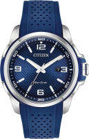 Citizen Mens Eco-Drive Weekender Watch in Stainless Steel with Blue Polyurethane strap, Blue Dial (Model: AW1158-05L)