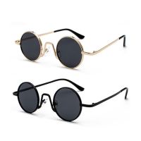 2 Pcs Vintage Round Sunglasses Brand Design Women Men Sunglasses Luxury Retro Uv400 Eyewear Fashion Shades, Black + Black Gray &amp; Black Gray + Gold