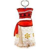 Adult Kids Princess Vaiana Moana Costume Dresses With Necklace Wig Women Girls Halloween Party Moana Dress Costumes Cosplay