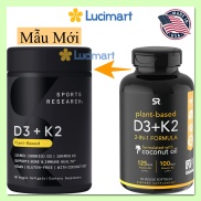 Vitamin D3 K2 Supplement Organic Coconut Oil hũ 60 viên thuần chay Sports