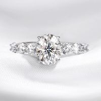 Smyoue 2ct Oval Cut Moissanite Wedding Rings for Women Luxury Jewelry Lab Diamond Band 100% S925 Sterling Silver Plated Pt950