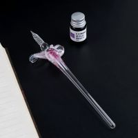 WXJKSPPOIOP 677,วินเทจทำด้วยมือแก้วคริสตัลดอกไม้หรูหราสัญลักษณ์ปากกาจุ่มของขวัญปากกาหมึก