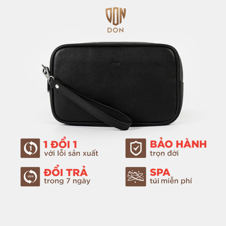 Túi Clutch nam công sở DON ITALO cầm tay da bò Saffiano Đen Cao Cấp DC01