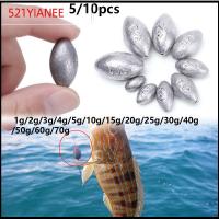 521YIANEE 5/10Pcs แยก กระสุนกลม น้ำหนัก Line Sinkers ขั้วต่อตะขอ Sinker ตกปลาตะกั่วตก รูปมะกอก