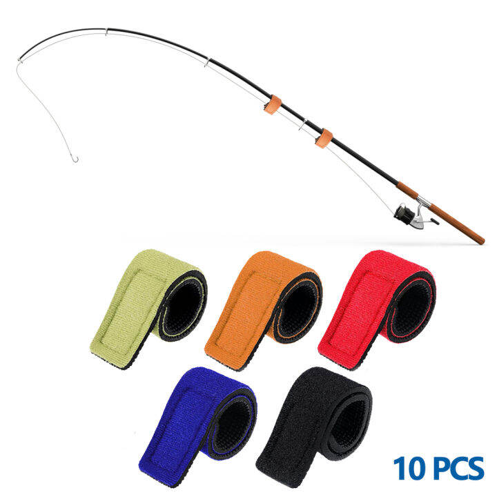 10pcs-accessories-multifunction-fixing-outdoor-sports-hook-loop-adjustable-wear-resistant-self-adhesive-neoprene-durable-portable-elastic-fishing-rod-strap