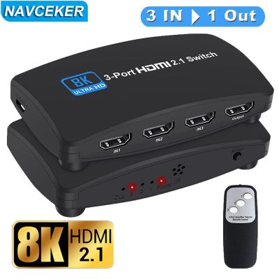 2023 Switcher HDMI 2.1-compatible 3 in 1 out Ultra 48Gbps 8K 60Hz 4K 120Hz Switch adapter With IR Remote For HDTV Projector