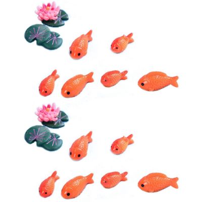 16Pc/Lot Red Fish Miniature Figures Decorative Mini Fairy Garden Animals Moss Micro-Landscape Ornaments Resin Baby Toy