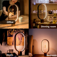 Hot USB ชาร์จ Mini HENGPRO Balance โคมไฟตั้งโต๊ะ LED Ellipse Magnetic Mid-Air Switch Eye-Care Night Light Touch Control