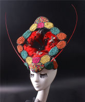 ? Exaggerated Stage Headdress Colorful Beads Model Catwalk Show Decorative Photography Props Hair Accessories Beauty Adult