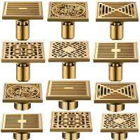 10*10cm Brass Prevention Odor Thickening Floor Drain Shower Kitchen Golden Floor Drain Sanitary Hardware Accessories