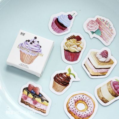 45Pcs/box Creative Dessert Cake Papers Stickers Flakes Vintage Romantic Love For Diary Decoration Diy Scrapbooking Sticker Stickers Labels