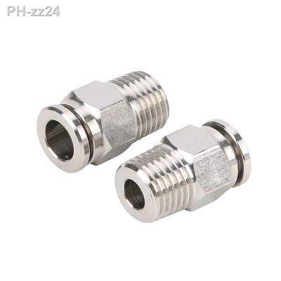 Pneumatic 304 Stainless Steel Push In Quick Connector Release Air Fitting Plumbing M5 M6 1/8 1/4 3/8 1/2 BSPT Male