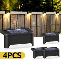 ☋ 4pcs Warm White LED Solar Lamp Path Stair Outdoor Garden Lights Waterproof Solar Railing Light Outdoor LED On/Off dropshipping