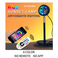 Sunset Lamp RGB 16 Colors App Remote Control Popular Rainbow Sunset Light Projector For Living Room Led Night Light Gift All Age