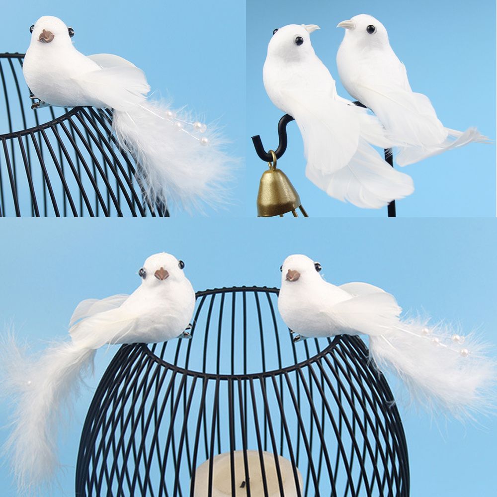 2pc Fake Artificial Bird Magpie Dove Realistic Imitation Home Garden Decor 